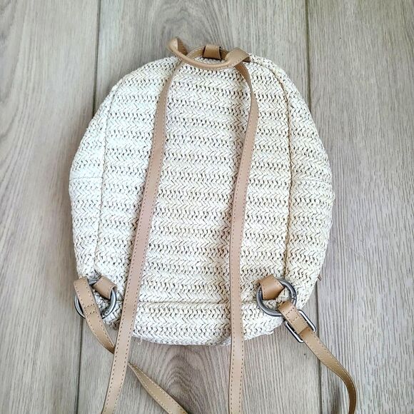 Vera Bradley Straw Mini Convertible Backpack Light Natural Pink Tropical Bird - Picture 3 of 9